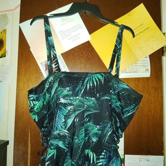 Torrid Black and Green One Piece Swimsuit - Picture 12 of 14